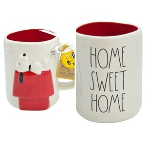Rae Dunn Peanuts Snoopy Home Seeet Home 75 Years Ceramic Coffee Mug Double Sided